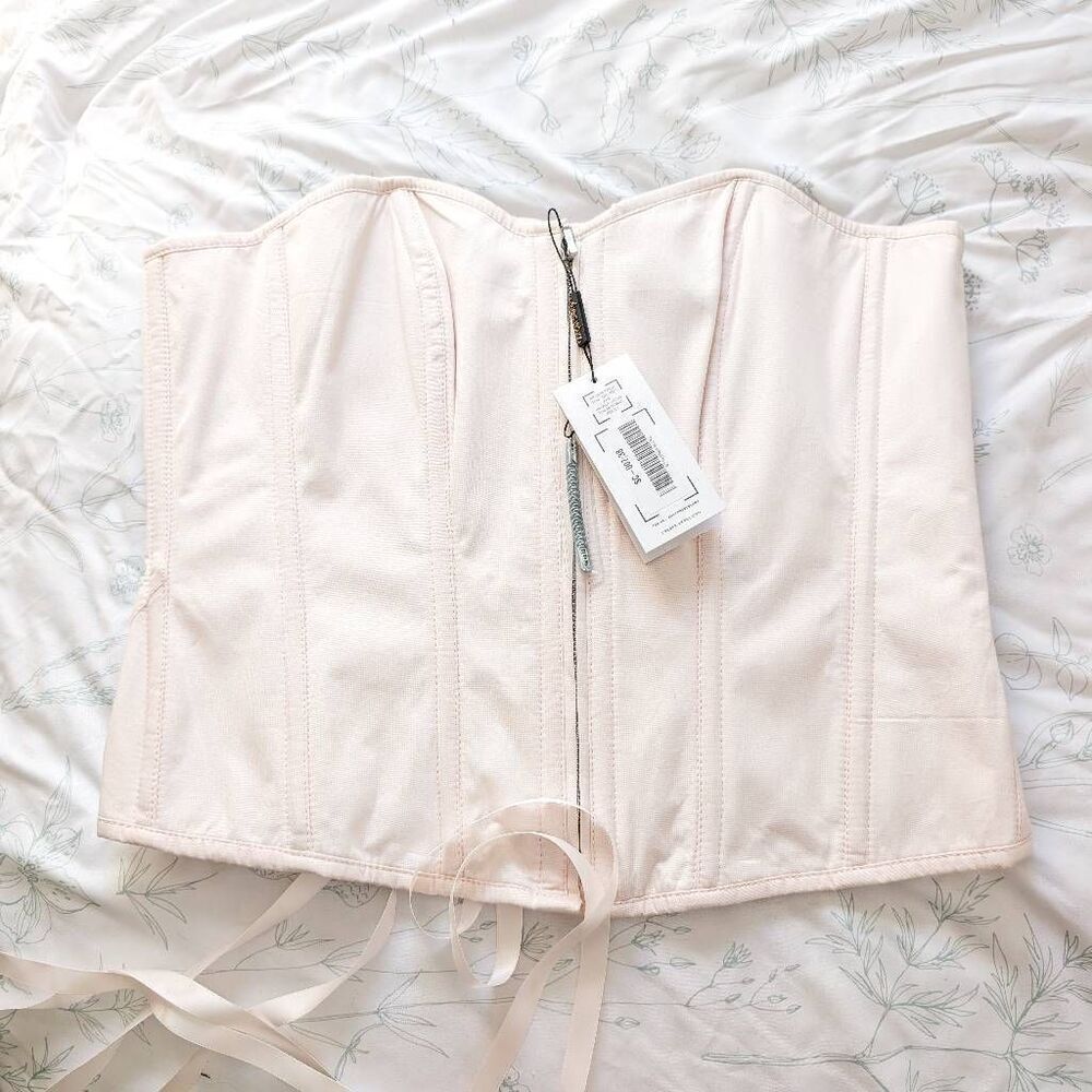 Corset Story Dahlia Prairie Pink Cotton Overbust Corset Zip Front - Picture 5 of 9